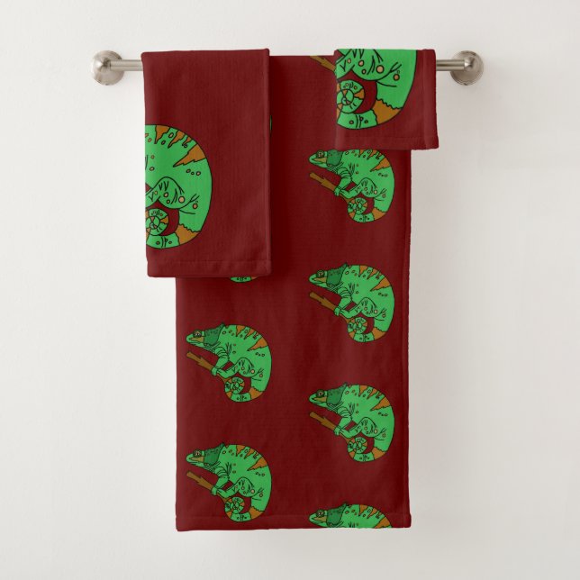 Chameleon Lizard Bath Towel Set (Insitu)