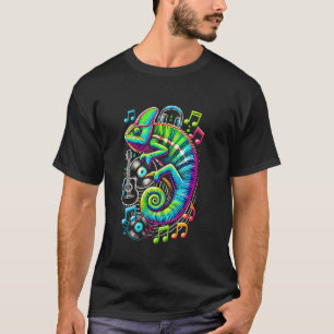 Chameleon Lizard Colourful Musical Notes Comma Ani T-Shirt
