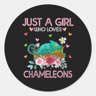 Chameleon Lover Women Gift Just A Girl Who Loves C Classic Round Sticker
