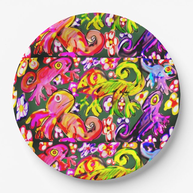 Chameleon mix Color Paper Plate (Front)