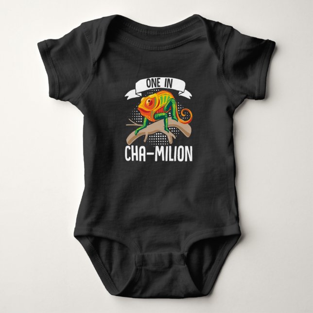 Chameleon  One In Chamillion  Reptiles Baby Bodysuit (Front)