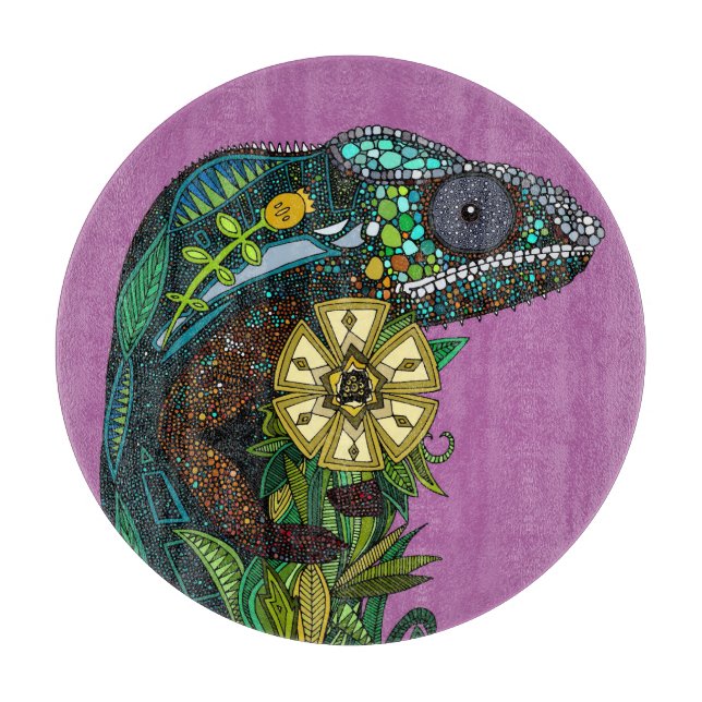chameleon orchid cutting board (Front)