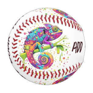 Chameleon Paint Stains Watercolor Style Baseball