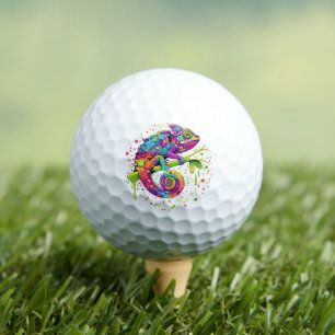 Chameleon Paint Stains Watercolor Style Golf Balls