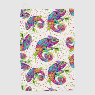 Chameleon Paint Stains Watercolor Style Golf Towel