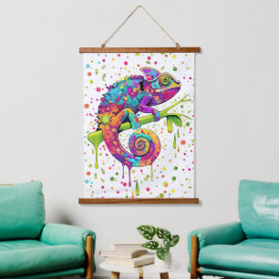 Chameleon Paint Stains Watercolor Style Hanging Tapestry