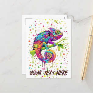 Chameleon Paint Stains Watercolor Style Holiday Postcard