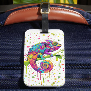 Chameleon Paint Stains Watercolor Style Luggage Tag
