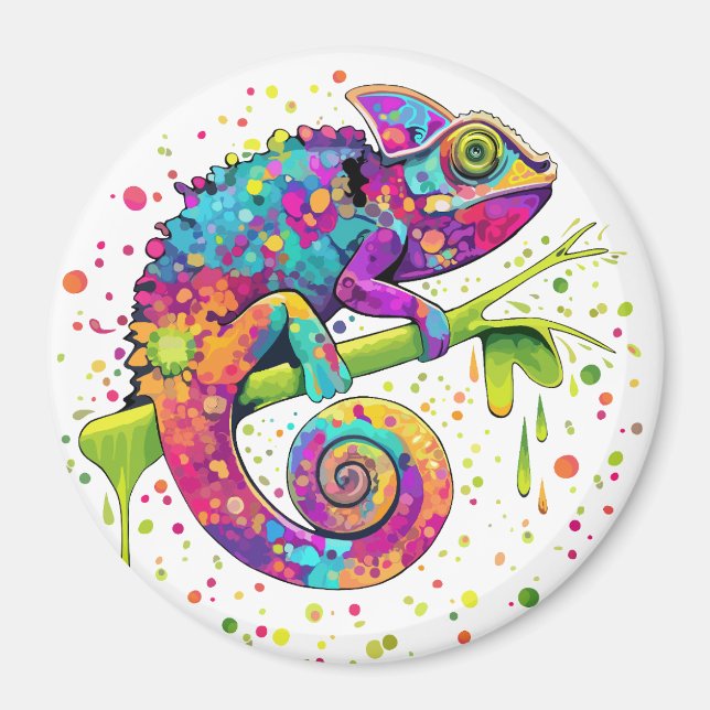 Chameleon Paint Stains Watercolor Style Magnet (Front)