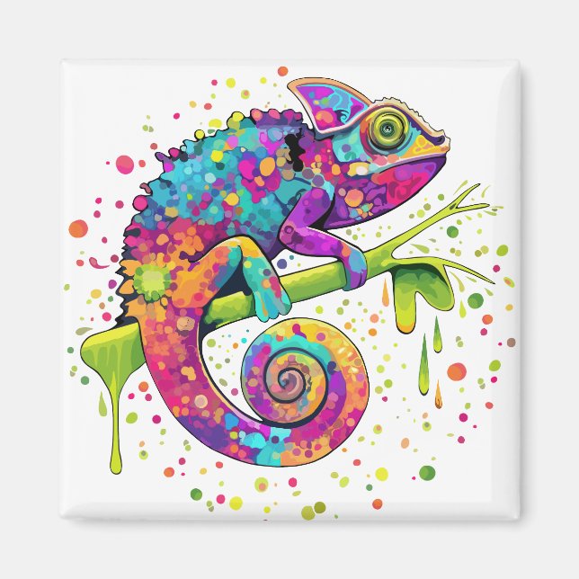 Chameleon Paint Stains Watercolor Style Magnet (Front)