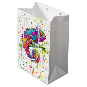 Chameleon Paint Stains Watercolor Style Medium Gift Bag