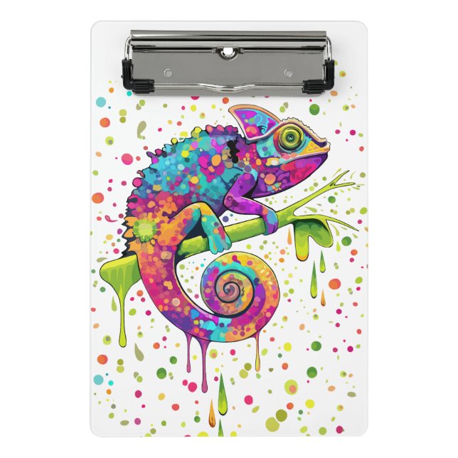 Chameleon Paint Stains Watercolor Style Mini Clipboard (Front)