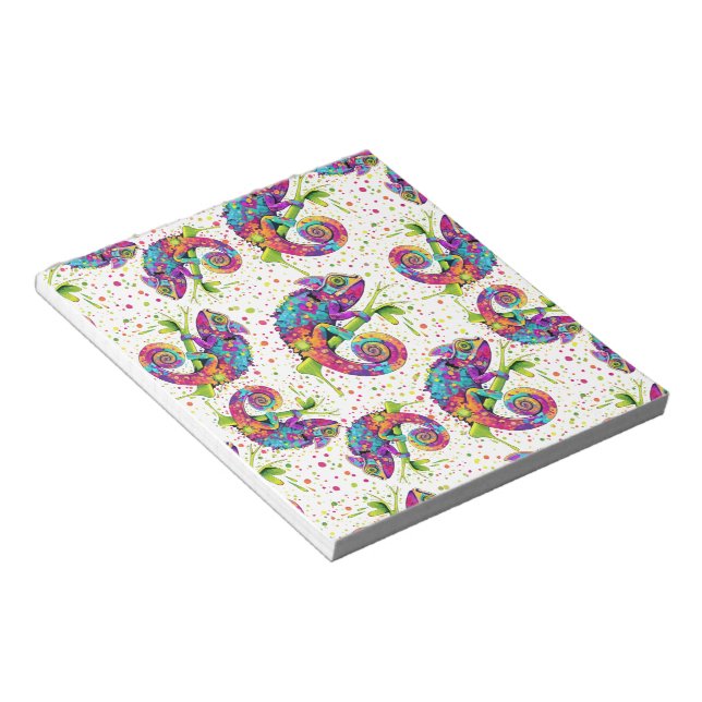 Chameleon Paint Stains Watercolor Style Notepad (Angled)