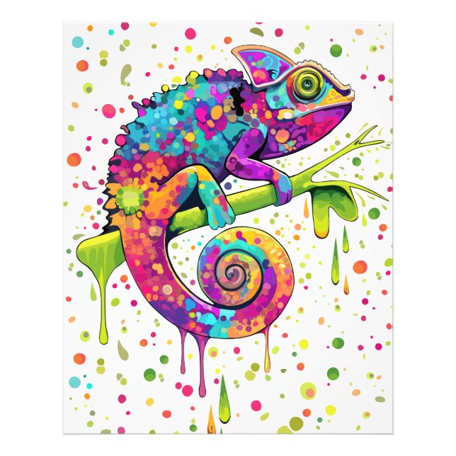 Chameleon Paint Stains Watercolor Style Photo Print (Front)