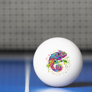 Chameleon Paint Stains Watercolor Style Ping Pong Ball