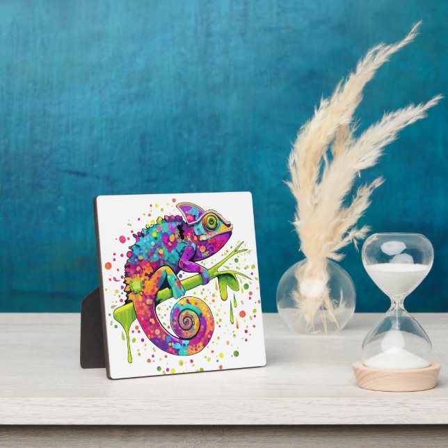Chameleon Paint Stains Watercolor Style Plaque (Insitu)
