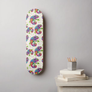 Chameleon Paint Stains Watercolor Style Skateboard