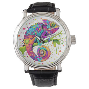 Chameleon Paint Stains Watercolor Style Watch