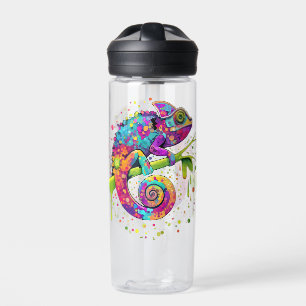 Chameleon Paint Stains Watercolor Style Water Bottle