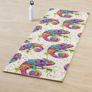 Chameleon Paint Stains Watercolor Style Yoga Mat