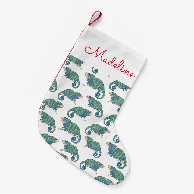 Chameleon Pattern | Add Your Name Small Christmas Stocking (Front (Hanging))