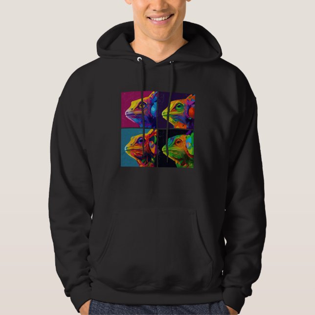 Chameleon Pop Illustration Colorful Animal Women   Hoodie (Front)