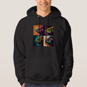 Chameleon Pop Illustration Colorful Animal Women   Hoodie