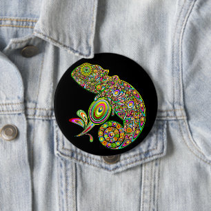 Chameleon Psychedelic Fantasy 10 Cm Round Badge