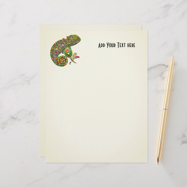 Chameleon Psychedelic Fantasy Custom Letterhead (Front/Back In Situ)