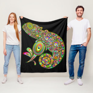 Chameleon Psychedelic Fantasy Fleece Blanket