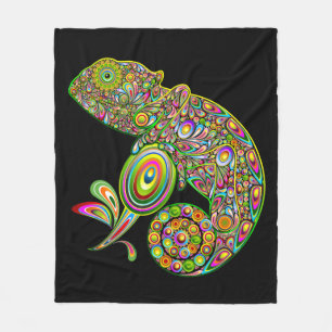 Chameleon Psychedelic Fantasy Fleece Blanket