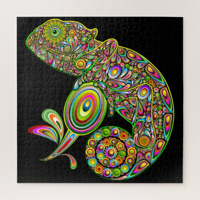 Chameleon Psychedelic Fantasy Jigsaw Puzzle (Vertical)