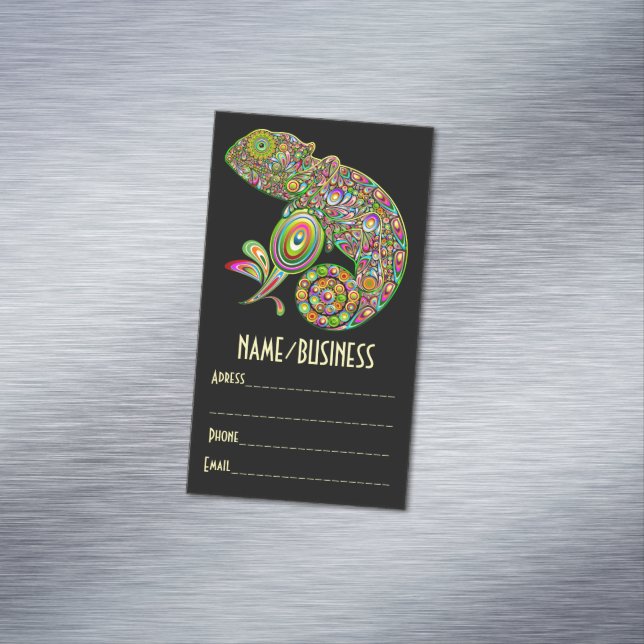 Chameleon Psychedelic Fantasy Magnetic Business Card (In Situ)