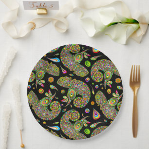 Chameleon Psychedelic Fantasy Paper Plate