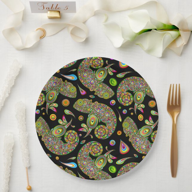 Chameleon Psychedelic Fantasy Paper Plate (Wedding)