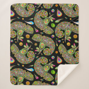 Chameleon Psychedelic Fantasy Sherpa Blanket