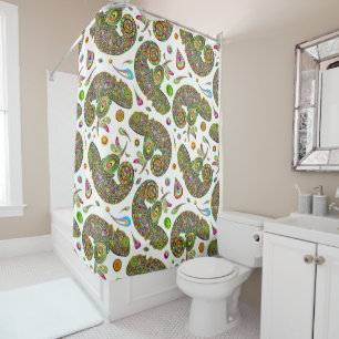 Chameleon Psychedelic Fantasy Shower Curtain