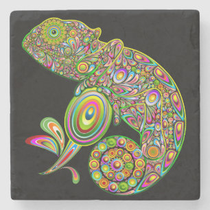 Chameleon Psychedelic Fantasy Stone Coaster