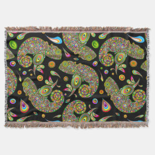 Chameleon Psychedelic Fantasy Throw Blanket