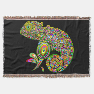 Chameleon Psychedelic Fantasy Throw Blanket