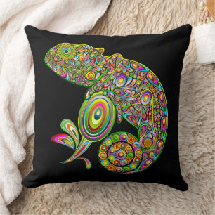 Chameleon Psychedelic Fantasy Throw Pillow