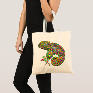 Chameleon Psychedelic Fantasy Tote Bag