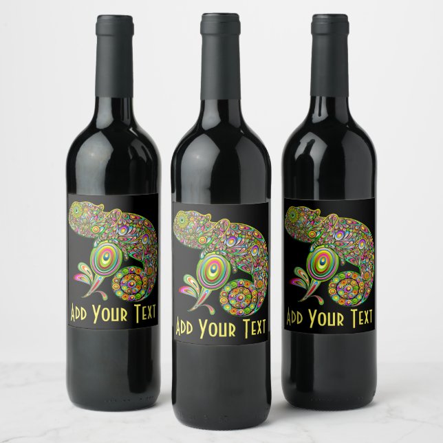 Chameleon Psychedelic Fantasy Wine Label (Bottles)