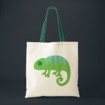 Chameleon Tote Bag<br><div class="desc">This cute chameleon is one stylish and funky reptile that you won't be able to resist with his adorable stereoscopic eyes,  bright green skin and light blue stripes! This cartoon lizard illustration is the perfect gift to buy for lizard lovers and anyone who likes original pop art designs!</div>