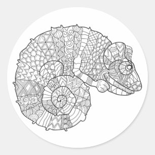 Chameleon Zendoodle Classic Round Sticker