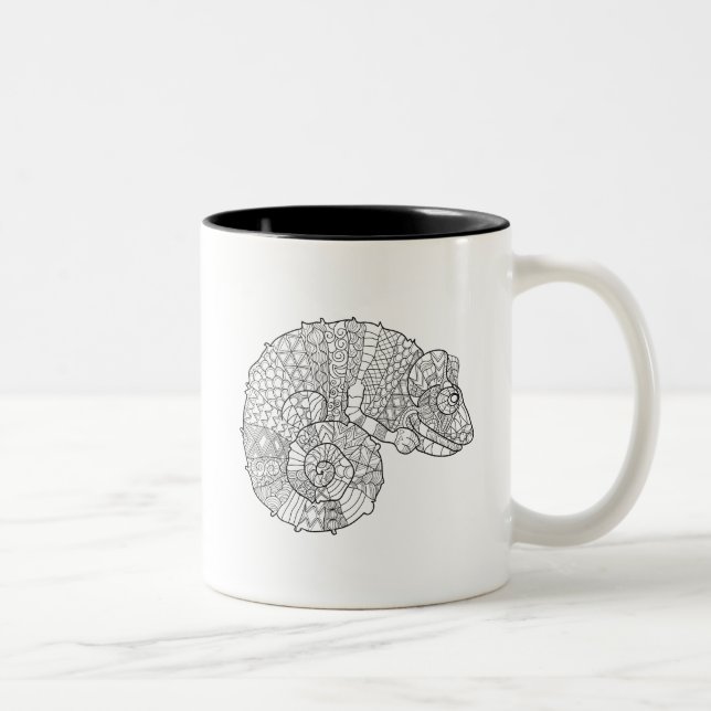 Chameleon Zendoodle Two-Tone Coffee Mug (Right)