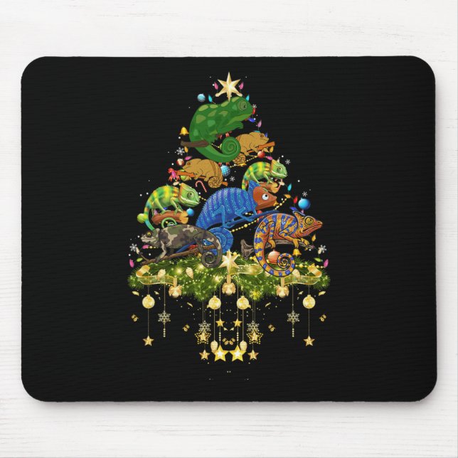Chameleons Christmas Tree Lights Holiday Chameleon Mouse Pad (Front)