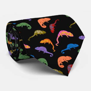 Chameleons Colourful Reptile Lizards Tie