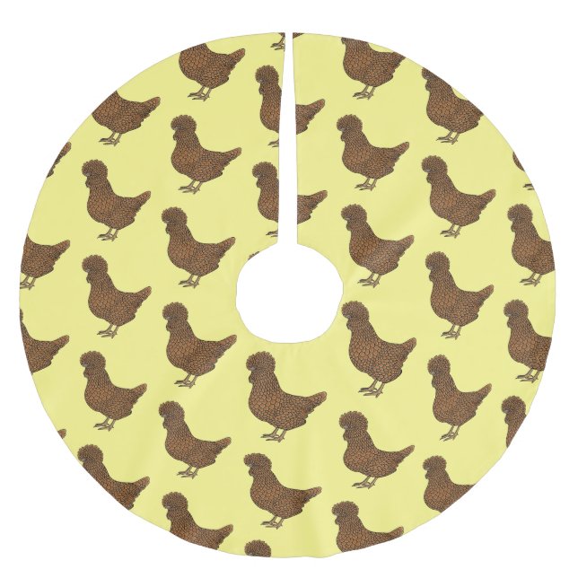 Chamois polish chicken cartoon illustration  brushed polyester tree skirt (Front)