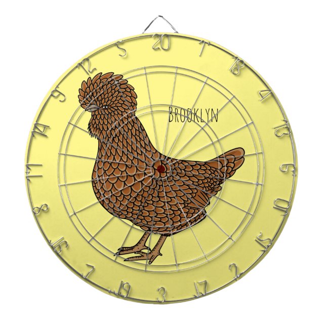 Chamois polish chicken cartoon illustration  dartboard (Front)